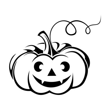 Black silhouette of Jack-O-Lantern (Halloween pumpkin). Vector illustration.