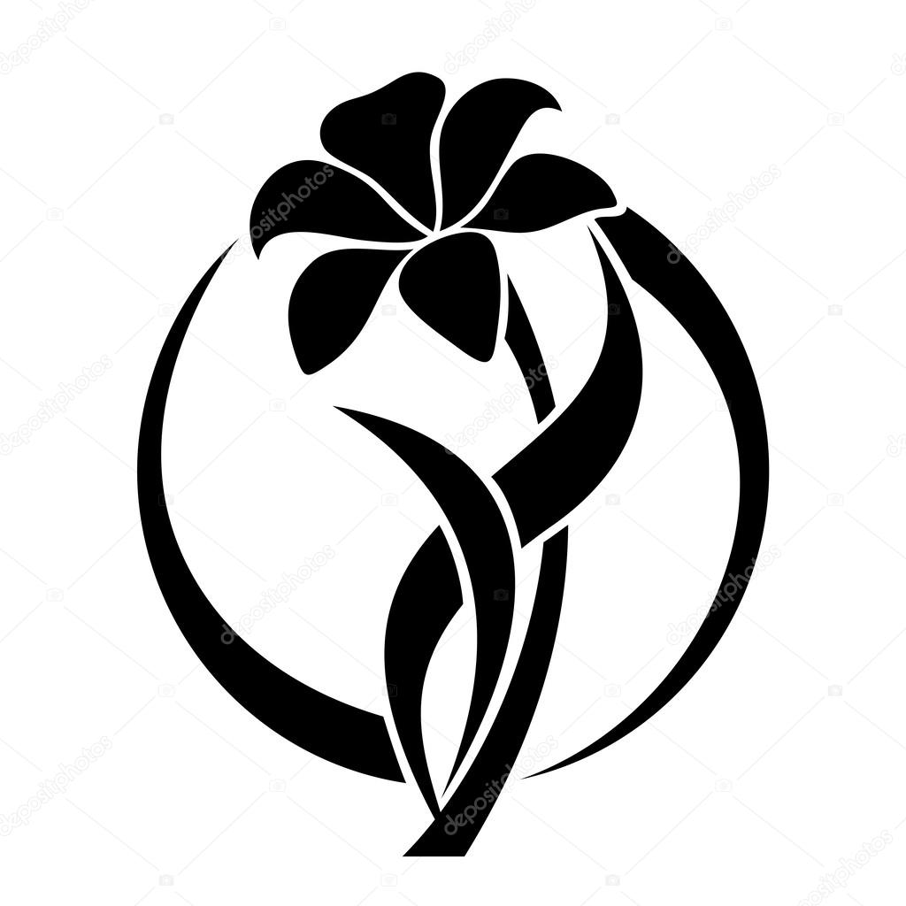Black silhouette of lily flower. Vector illustration. Stock Vector by ...