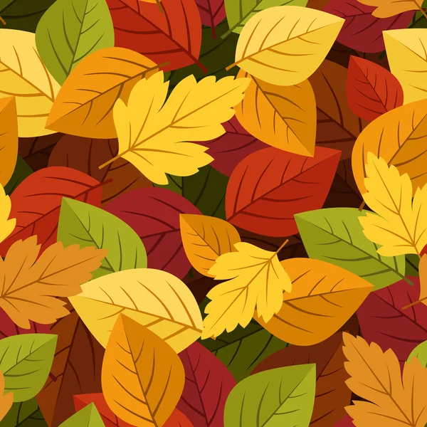 Naadloze achtergrond met kleurrijke herfstbladeren. Vectorillustratie. — Stockvector