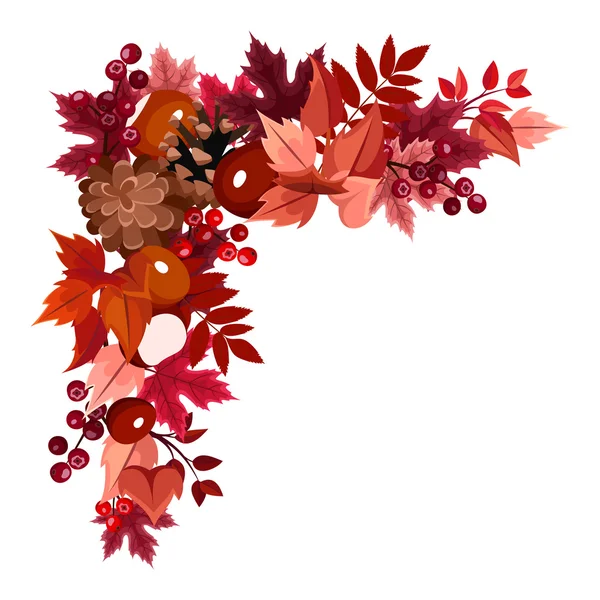 Autumn leaves corner frame. Vector illustration. — Stock Vector