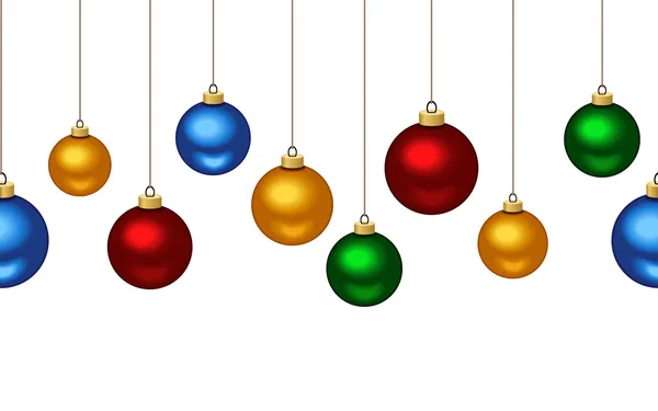 Fondo horizontal sin costuras con bolas de Navidad. Ilustración vectorial . — Vector de stock