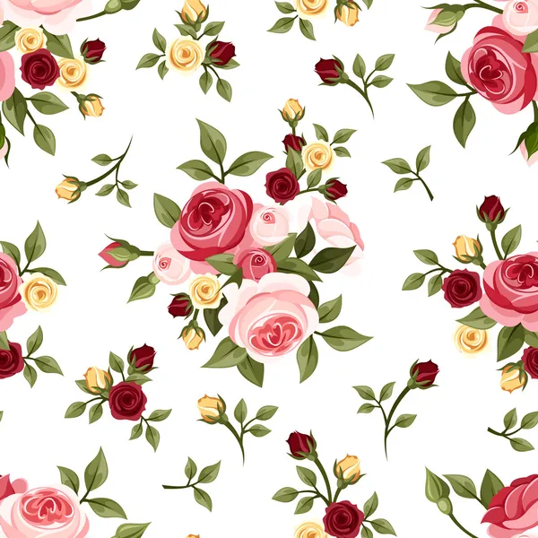 Modèle sans couture vintage avec des roses. Illustration vectorielle . — Image vectorielle