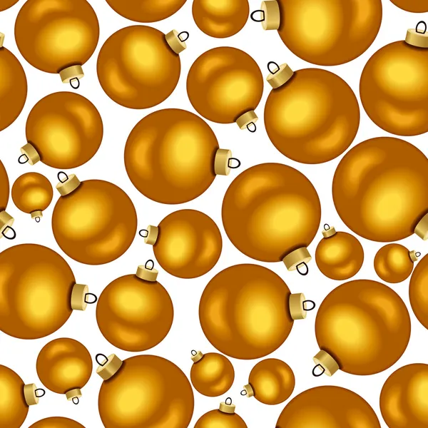 Seamless background with golden Christmas balls. Vector illustration — Stock Vector