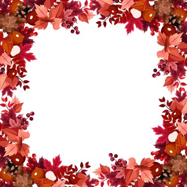 Sonbahar yaprakları çerçevesi. Vektör illüstrasyonu.