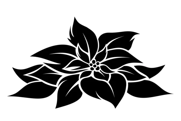 Poinsettia de Navidad. Vector silueta negra . — Archivo Imágenes Vectoriales