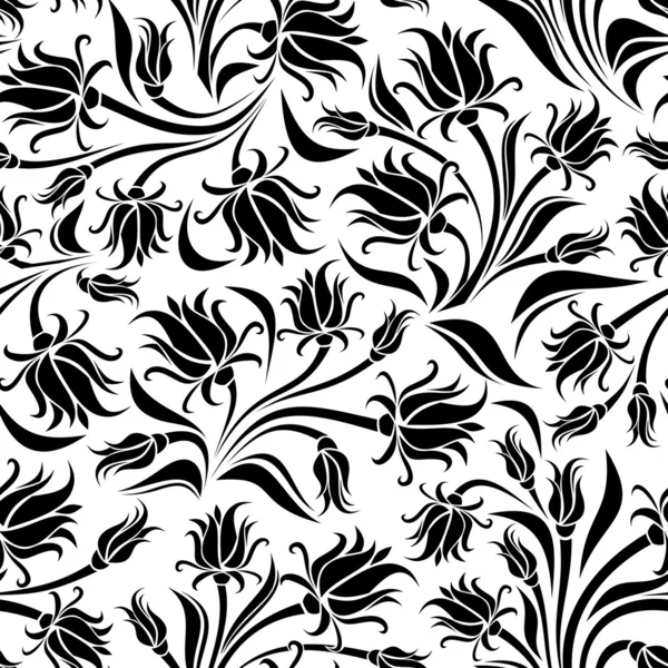 Чорний силует квітів. Векторні ілюстрації . — стоковий вектор