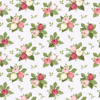 mavi renkli gül tomurcukları ile Dikişsiz desen vektör.