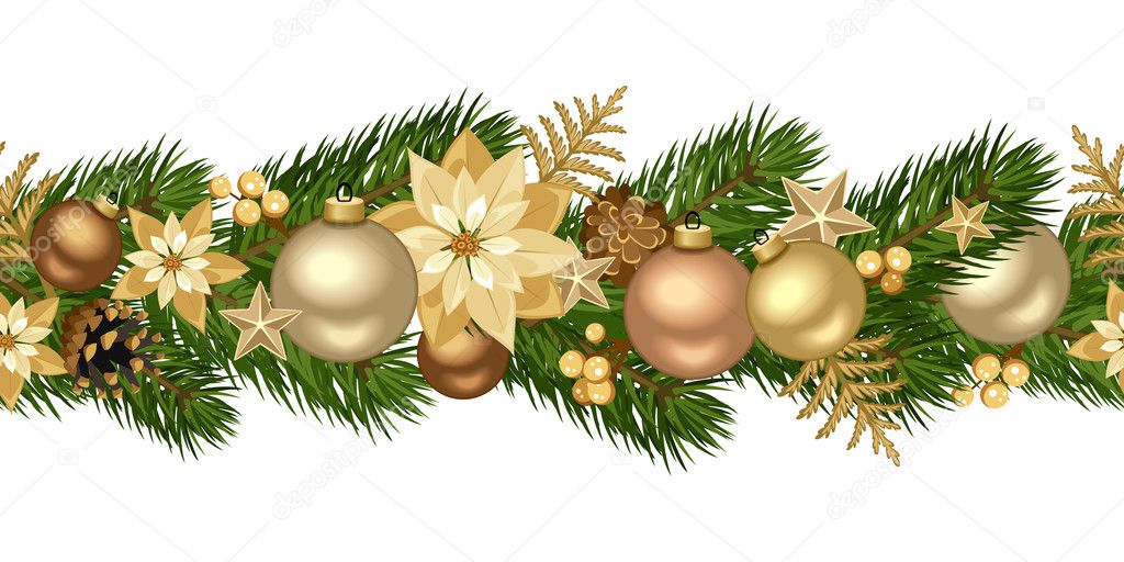 Christmas horizontal seamless background. Vector illustration.