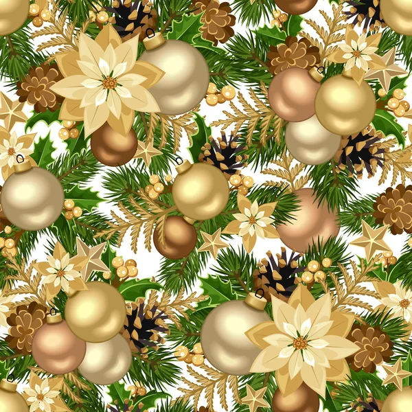 Kerstmis gouden naadloze achtergrond. vectorillustratie. — Stockvector