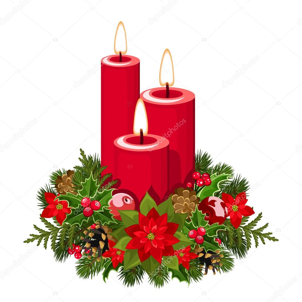 Christmas candles. Vector illustration.