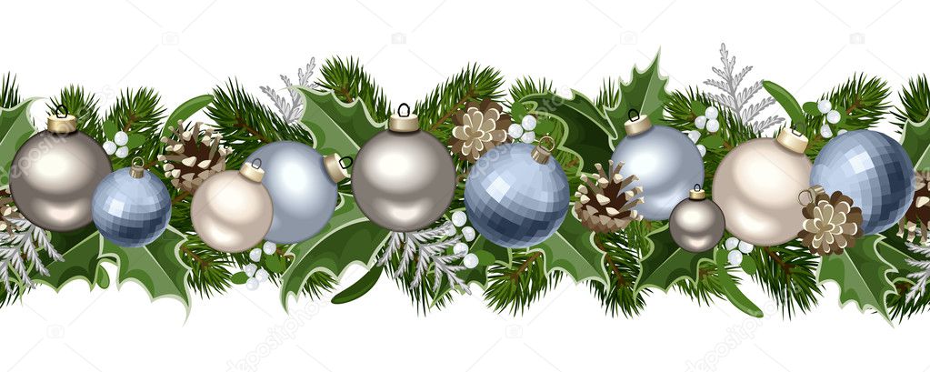 Christmas horizontal seamless garland. Vector illustration.