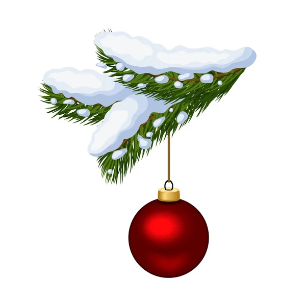 Fir branch with Christmas ball. Vector illustration. — Stock Vector