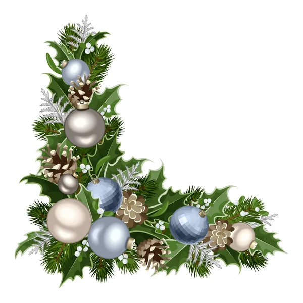 Angolo decorativo natalizio. Illustrazione vettoriale . — Vettoriale Stock