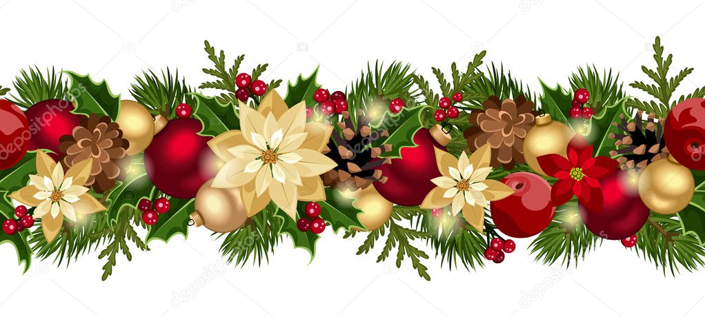 Christmas horizontal seamless background. Vector eps-10.