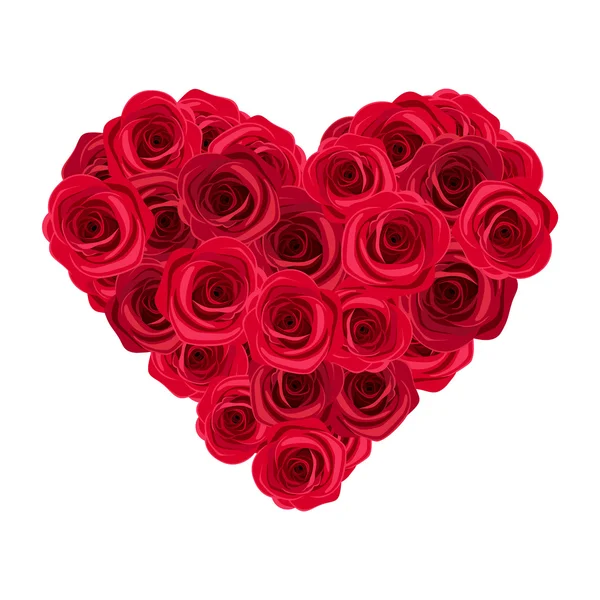 Corazón de rosas rojas. Ilustración vectorial . — Archivo Imágenes Vectoriales
