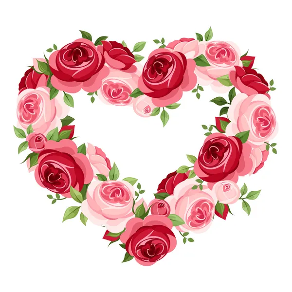 Moldura de coração de rosas. Ilustração vetorial . —  Vetores de Stock