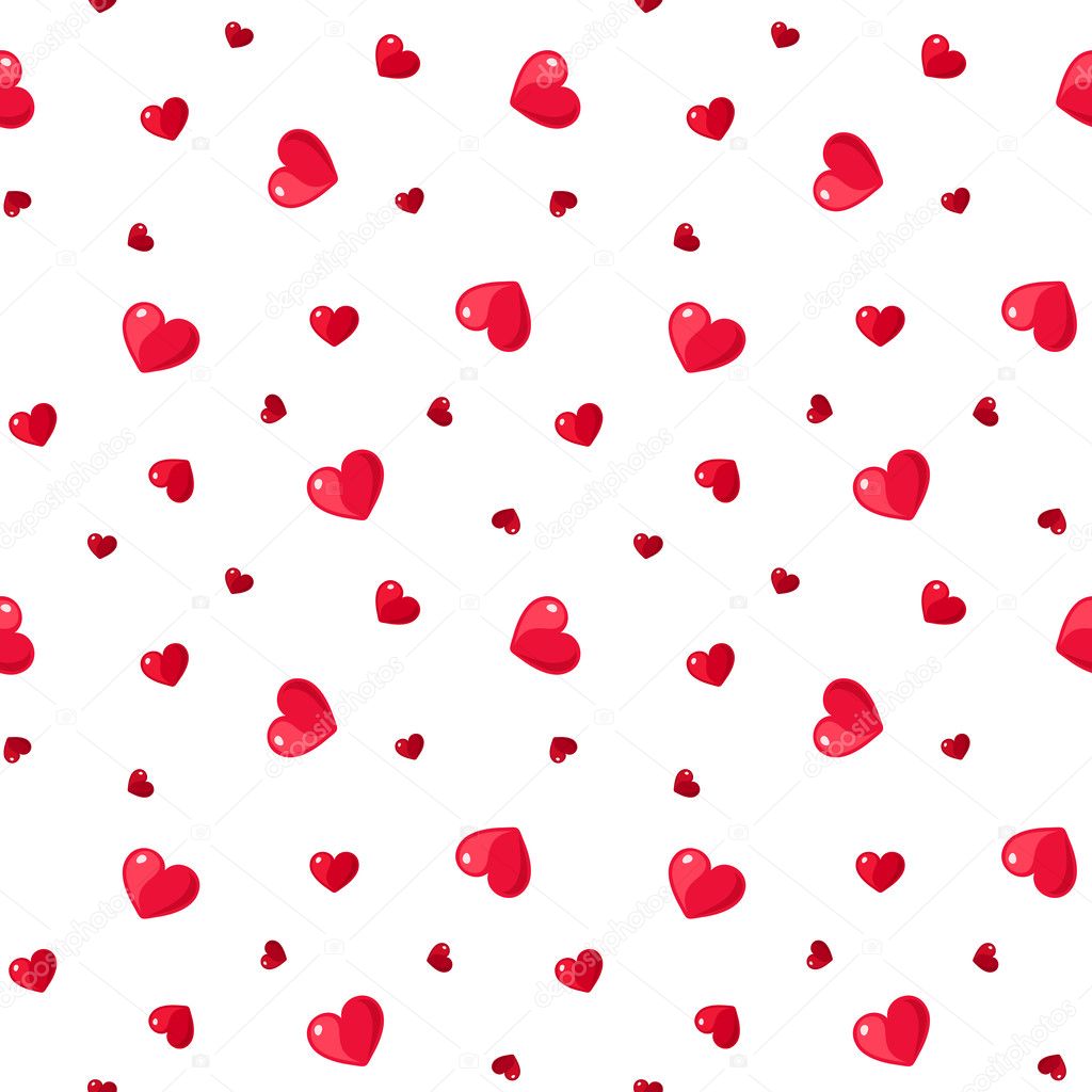 Seamless pattern with red hearts. Vector illustration.