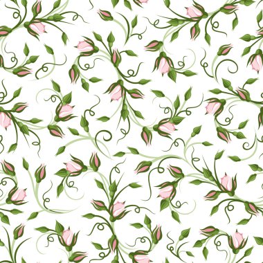 Gül tomurcukları ile Seamless modeli. vektör çizim.