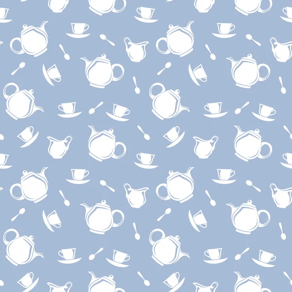 Seamless background with teapots and cups. Vector illustration. — Stock Vector