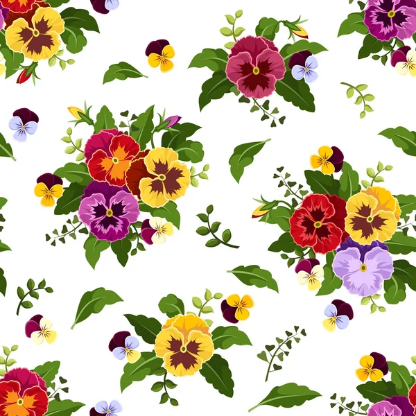 Padrão sem costura com flores coloridas pansy. Ilustração vetorial . —  Vetores de Stock