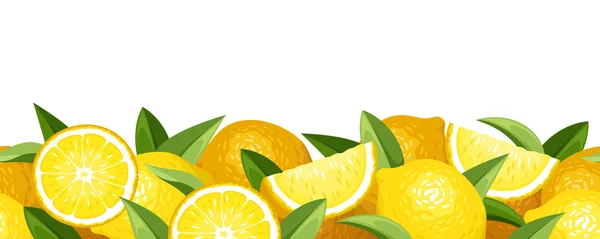 Horizontal seamless background with lemons. Vector illustration. — Stock Vector