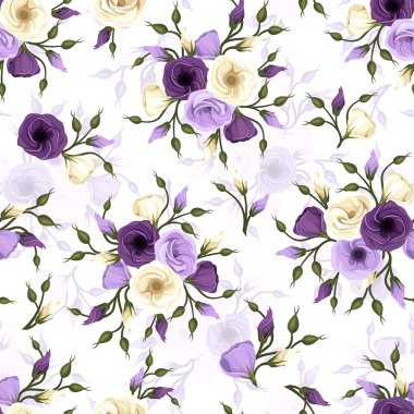 lisianthus çiçekler ile Seamless modeli. vektör çizim.