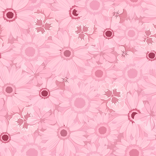 Seamless background with pink flowers. Vector illustration. — Stock Vector