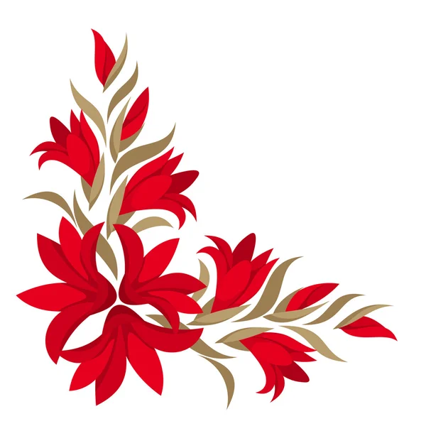 Flores de gladiolo rojo. Ilustración vectorial . — Archivo Imágenes Vectoriales