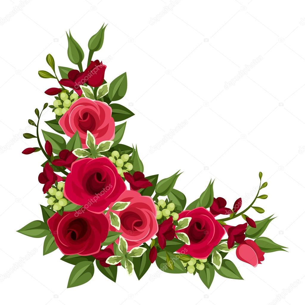 Red roses corner. Vector illustration. Stock Vector Image by ©Naddya