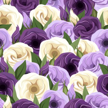 Seamless pattern with lisianthus flowers. Vector illustration. clipart