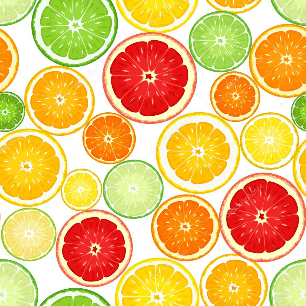 Seamless background with citrus fruits. Vector illustration.