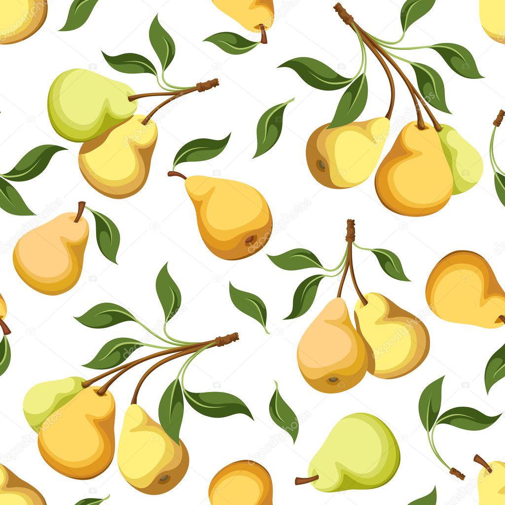 Seamless background with pears. Vector illustration.
