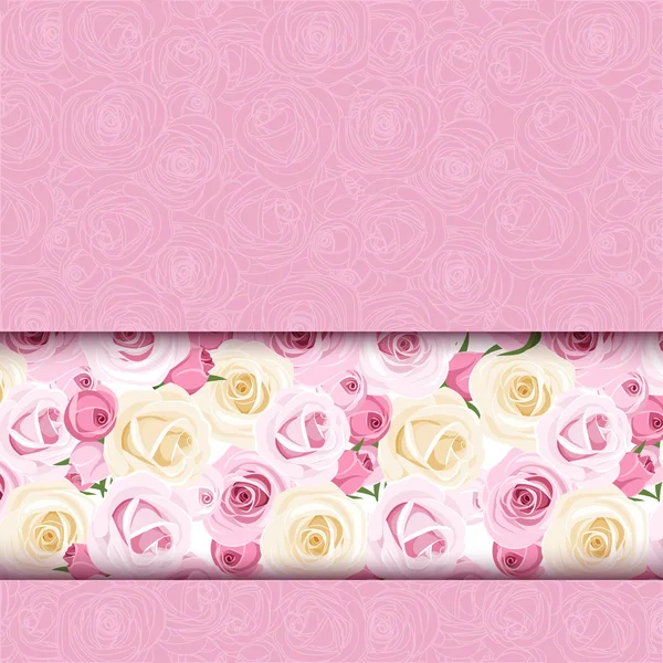 Tarjeta rosa con rosas. Vector eps-10 . — Vector de stock
