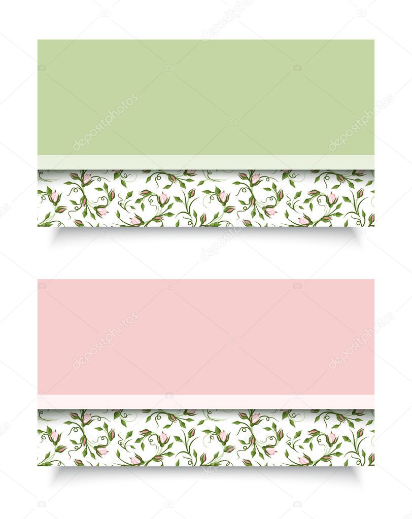 Business cards with rose patterns. Vector EPS-10.