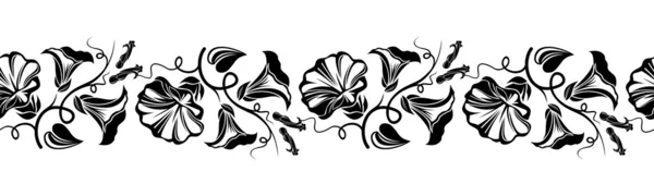 Vignette horizontale sans couture avec fleurs de bindweed. Illustration vectorielle . — Image vectorielle