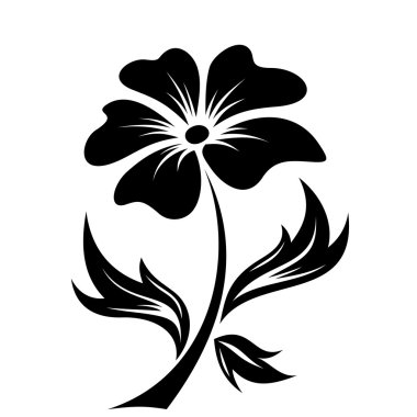 Black silhouette of flower. Vector illustration. clipart