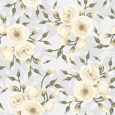 Seamless pattern with lisianthus flowers. Vector illustration. clipart
