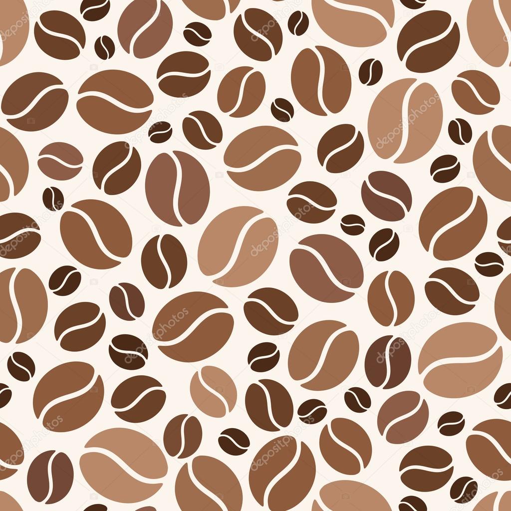 Seamless background with coffee beans. Vector illustration.