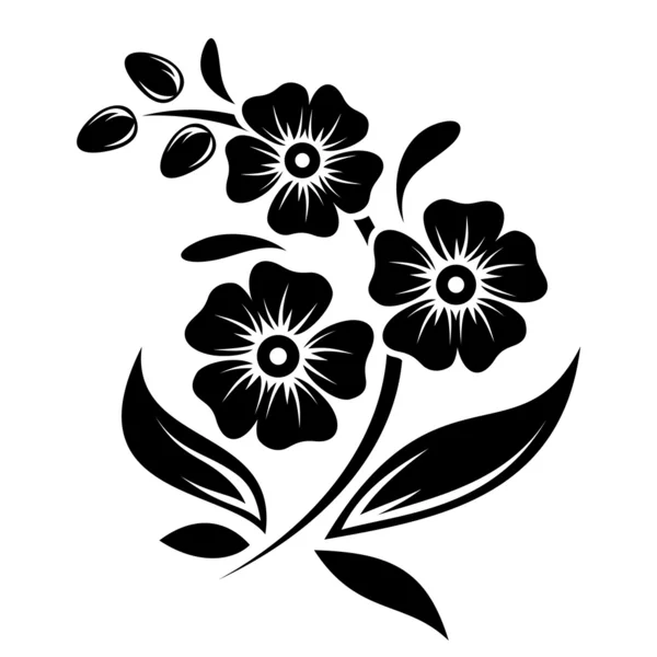 Silhouette nera di fiori. Illustrazione vettoriale. — Vettoriale Stock