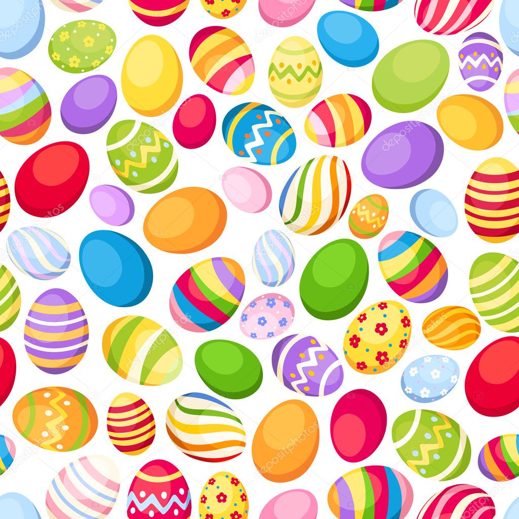 Seamless background with colorful Easter eggs. Vector illustration.