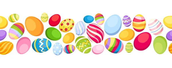 Fondo horizontal sin costuras con coloridos huevos de Pascua. Ilustración vectorial . — Vector de stock