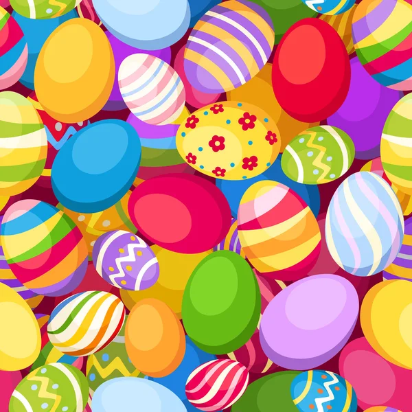 Sfondo senza cuciture con uova di Pasqua colorate. Illustrazione vettoriale . — Vettoriale Stock