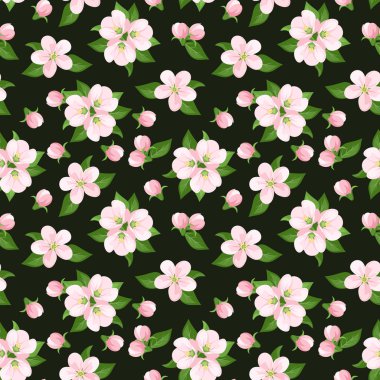 pembe elma çiçekleri ile sorunsuz arka plan. vektör çizim.