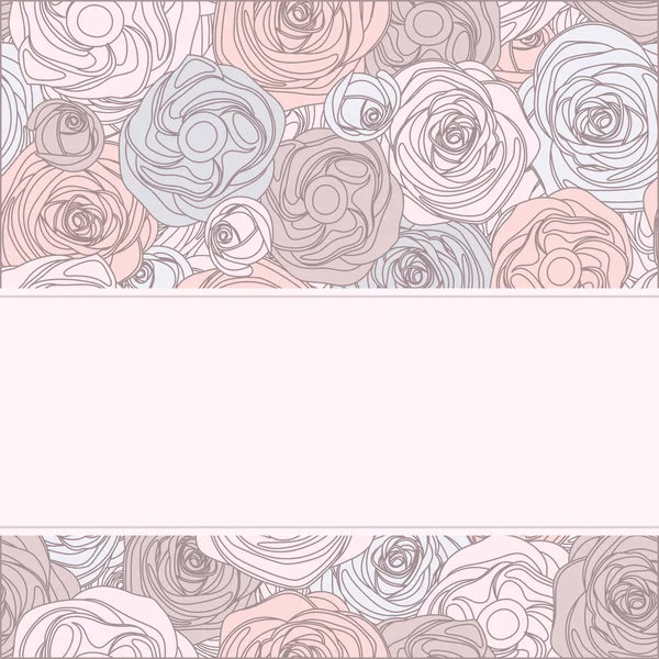 Tarjeta de invitación vintage con rosas. Ilustración vectorial . — Vector de stock