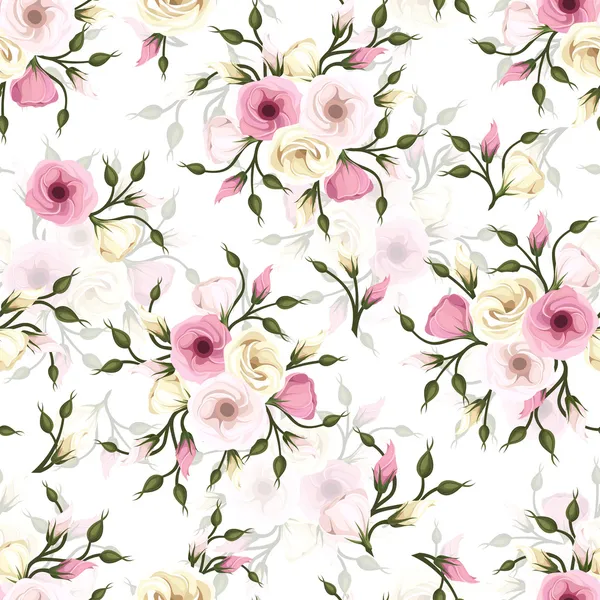 Modèle sans couture avec des fleurs de lisianthus. Vecteur eps-10 . — Image vectorielle
