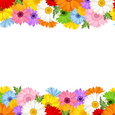 gerbera çiçekleri ile yatay sorunsuz geçmiş. vektör çizim.