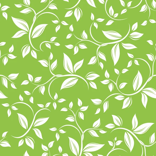 Seamless white floral pattern on green. Vector illustration. — Stock Vector