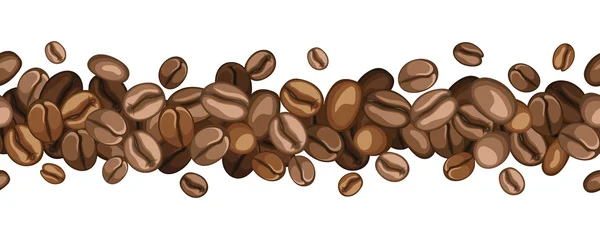Horisontella sömlös bakgrund med kaffebönor. vektor illustration. — Stock vektor