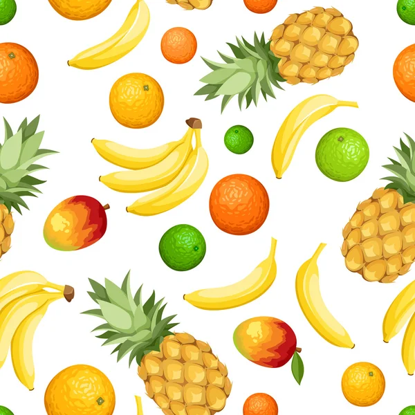 Fondo sin costuras con frutas tropicales. Ilustración vectorial . — Vector de stock