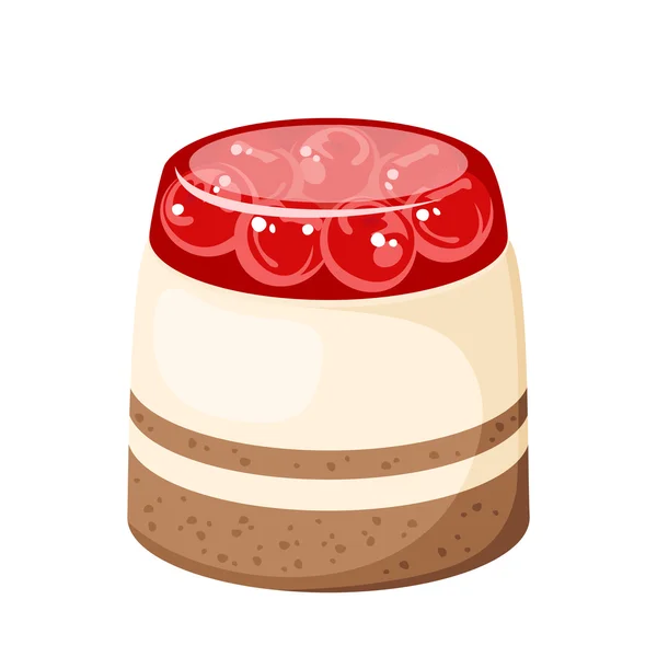 Pastel de mousse con cereza. Ilustración vectorial . — Vector de stock